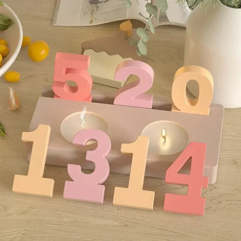 2pc Birthday Cake Silicones Molds Sqaure Base Molds for Making Holder Tealight Holder Art Craft, Number Resins Molds view 6