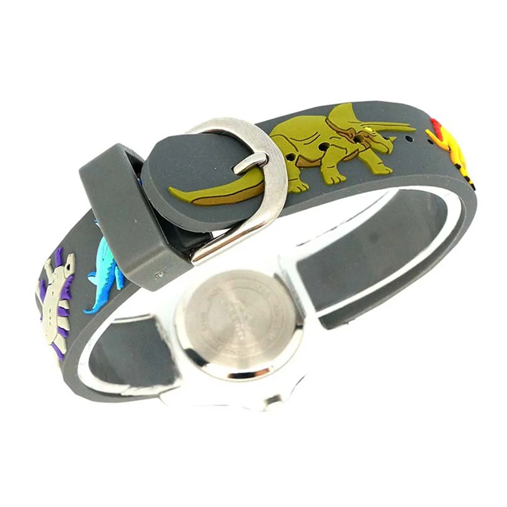 Cartoon Watch Creative Dinosaur Design Waterproof Quartz Wristwatch Grey Unique and Comfortable Birthday Present