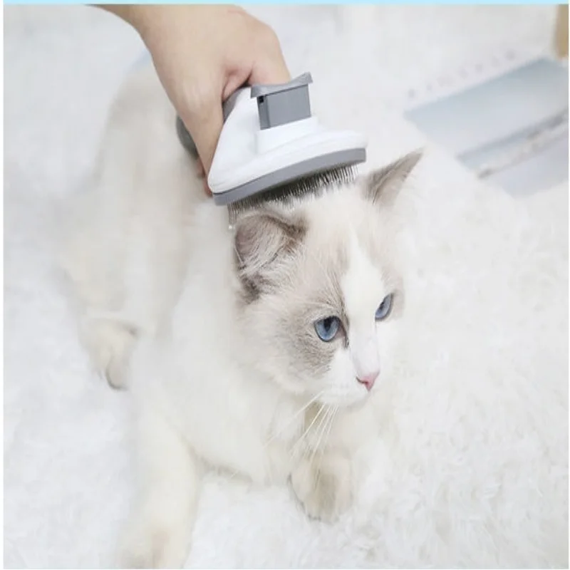 Pet Cleaning Products Universal Buttons For Cats And Dogs Automatic Hair Removal Comb Adjustable Needle Body Anti Slip Handle