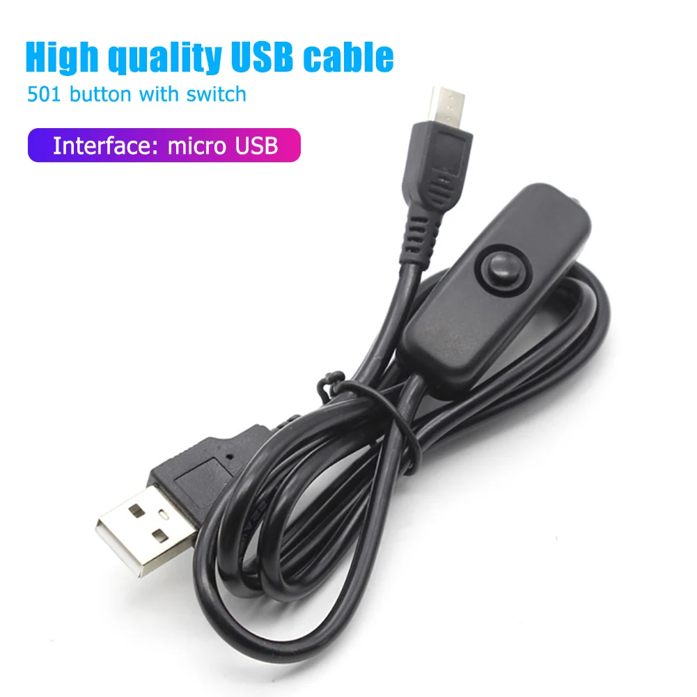 1 meter USB Type C 5V 3A Charging Cable USB to Micro USB Cable for Raspberry Pi 4 Power Cord with ON/OFF Switch for RPI Computer