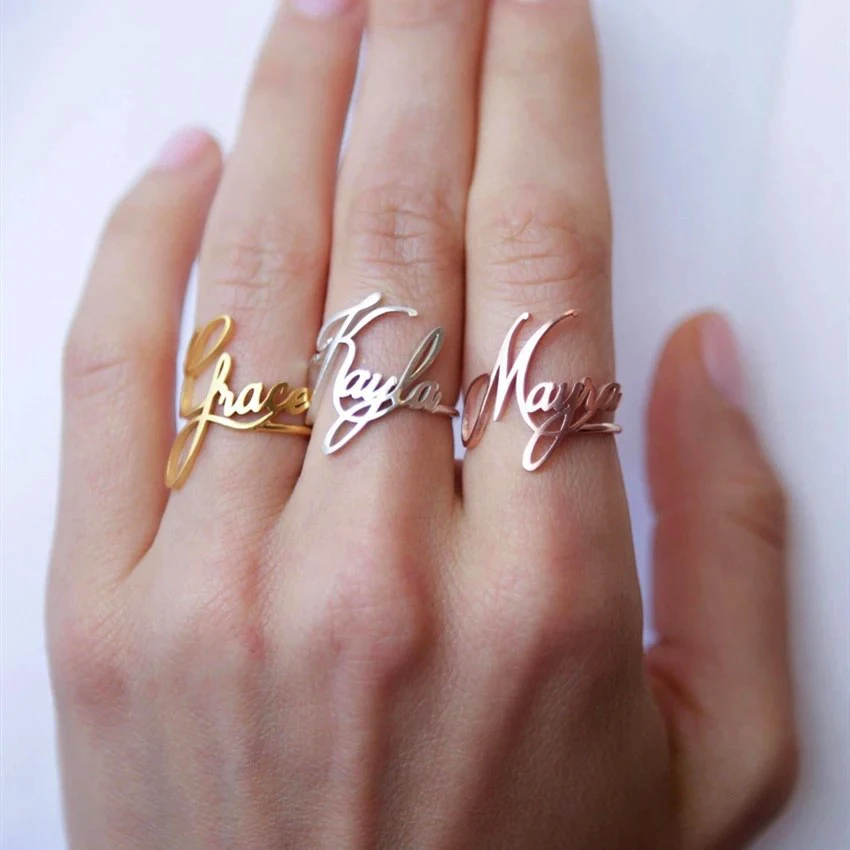 Custom Stainless Steel Marriage Rings Women Gold Dating Ring Personalized Couple Luxury Wedding Ring Cute Gift for Girlfriend