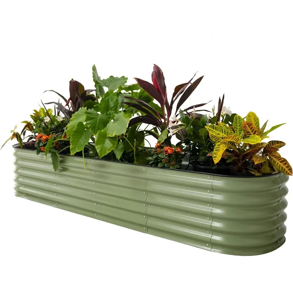 

Garden elevated garden bed kit, 17 inch high 9 in 1 8 feet x 2 feet metal elevated flower pot, ground flower pot box