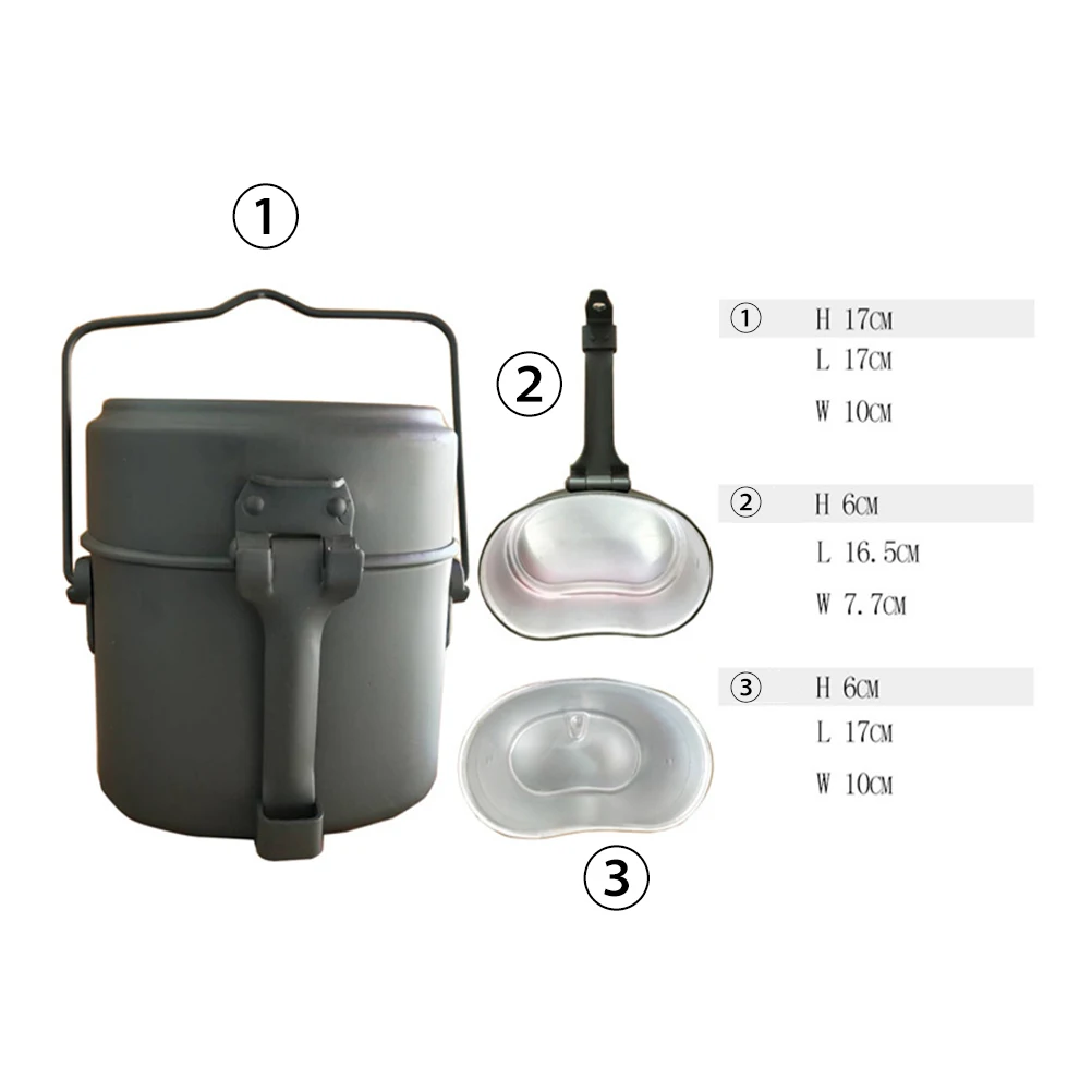 

3 Pcs Camping Lunch Box Set Metal Container Portable Safe Tableware Boxes for Men