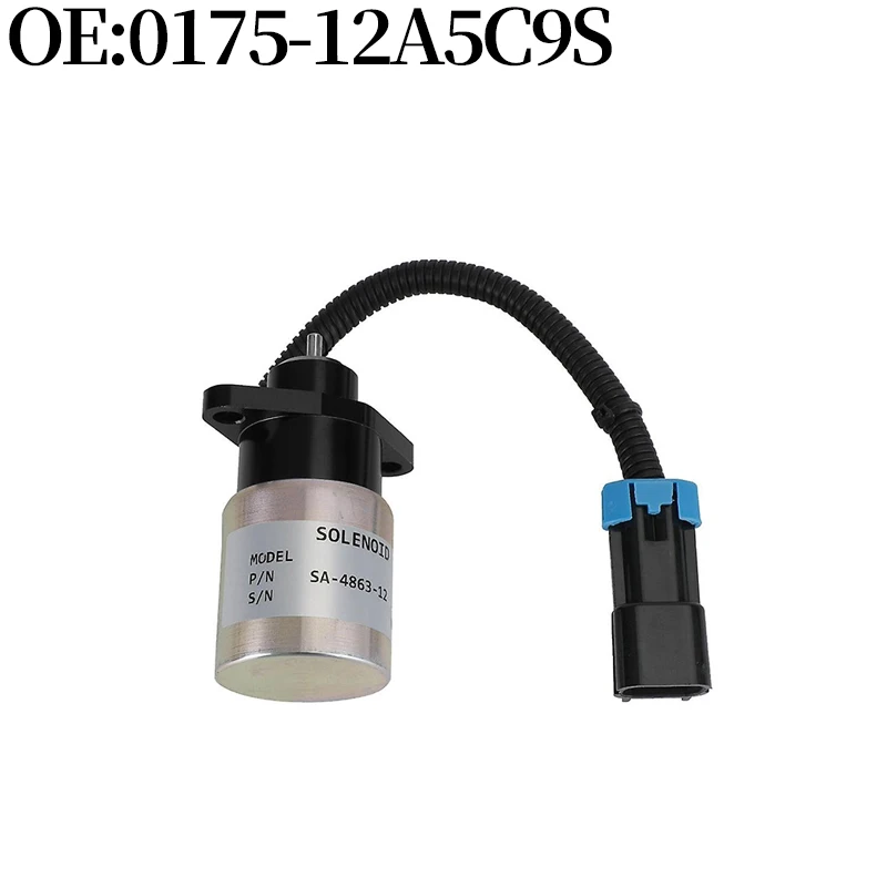 Actuator Stop Oil Cut Off Flameout Solenoid Valve 0175-12A5C9S SA-4863 SA-4863-12 for Kubota Excavator accessories New Parts