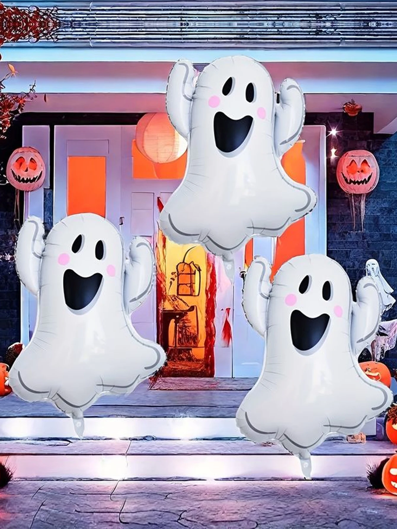 بالونات من فيلم الألومنيوم لشبح الهالوين، مناسبة لتزيين الهالوين ومشاهد الحفلات المنزلية، وديكور المنزل المسكون