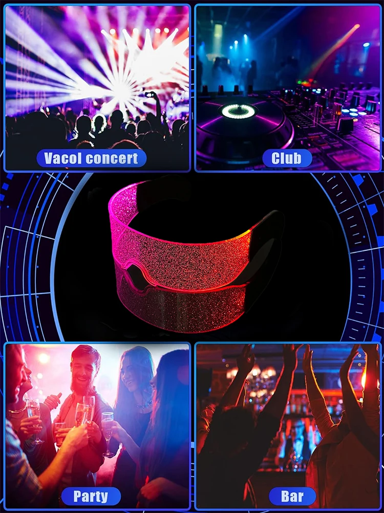 Nowe kolorowe okulary LED Kobiety Mężczyźni Dekoracyjne okulary Świecące okulary imprezowe Świecące na imprezę taneczną Rave Night Club Bar — zdjęcie 2