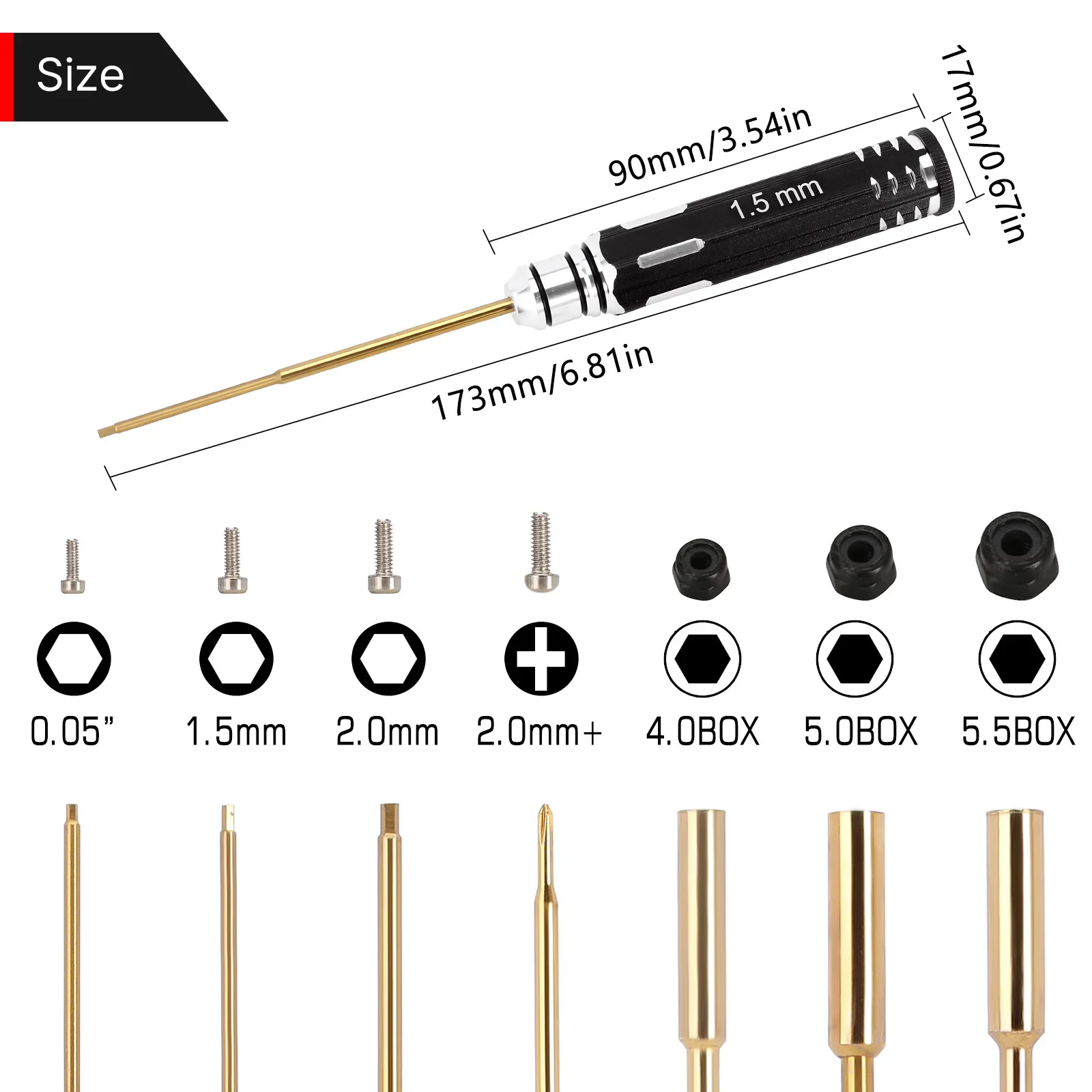 INJORA HSS Hex Screwdrivers Nut Driver Wrench RC Tools Kit For 1/18 1/24 RC Mini Crawler Car SCX24 FCX24 TRX4M