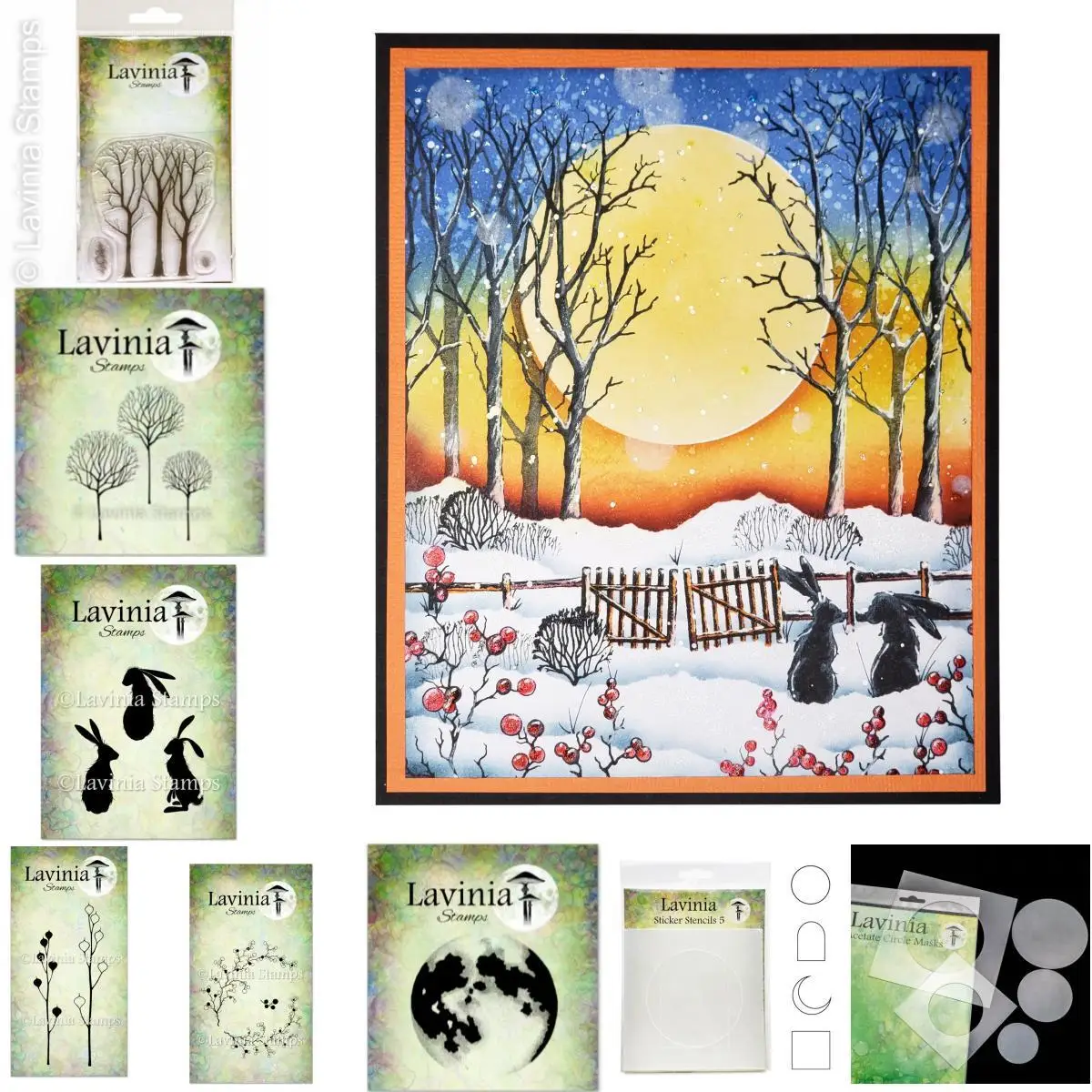 Winter New Tree Moon Rabbit Clear Stamps Layering Stencils For Greeting Card Making Scrapbooking Craft Paper Decoration