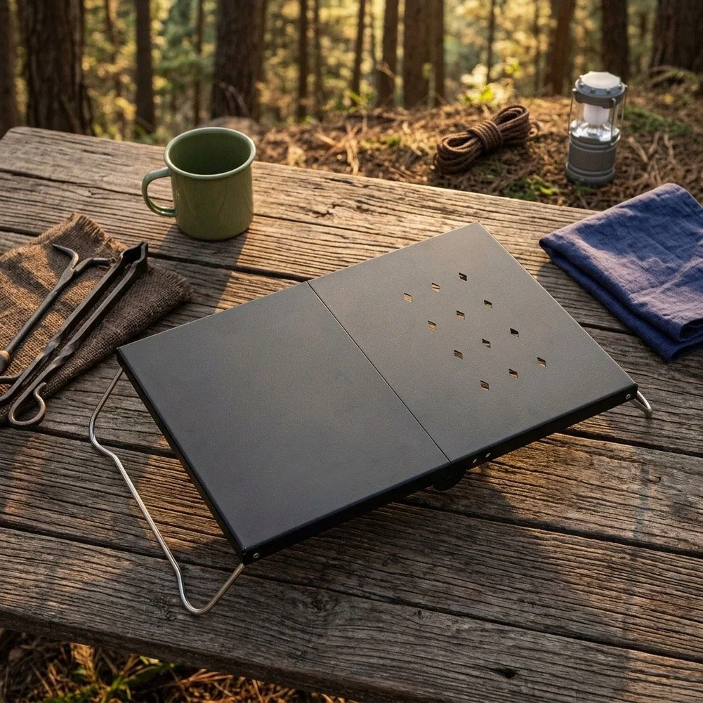 Steel Folding Table for Outdoor For Camping Hiking Beach 820g Portable Lightweight Table with Reinforced Stability