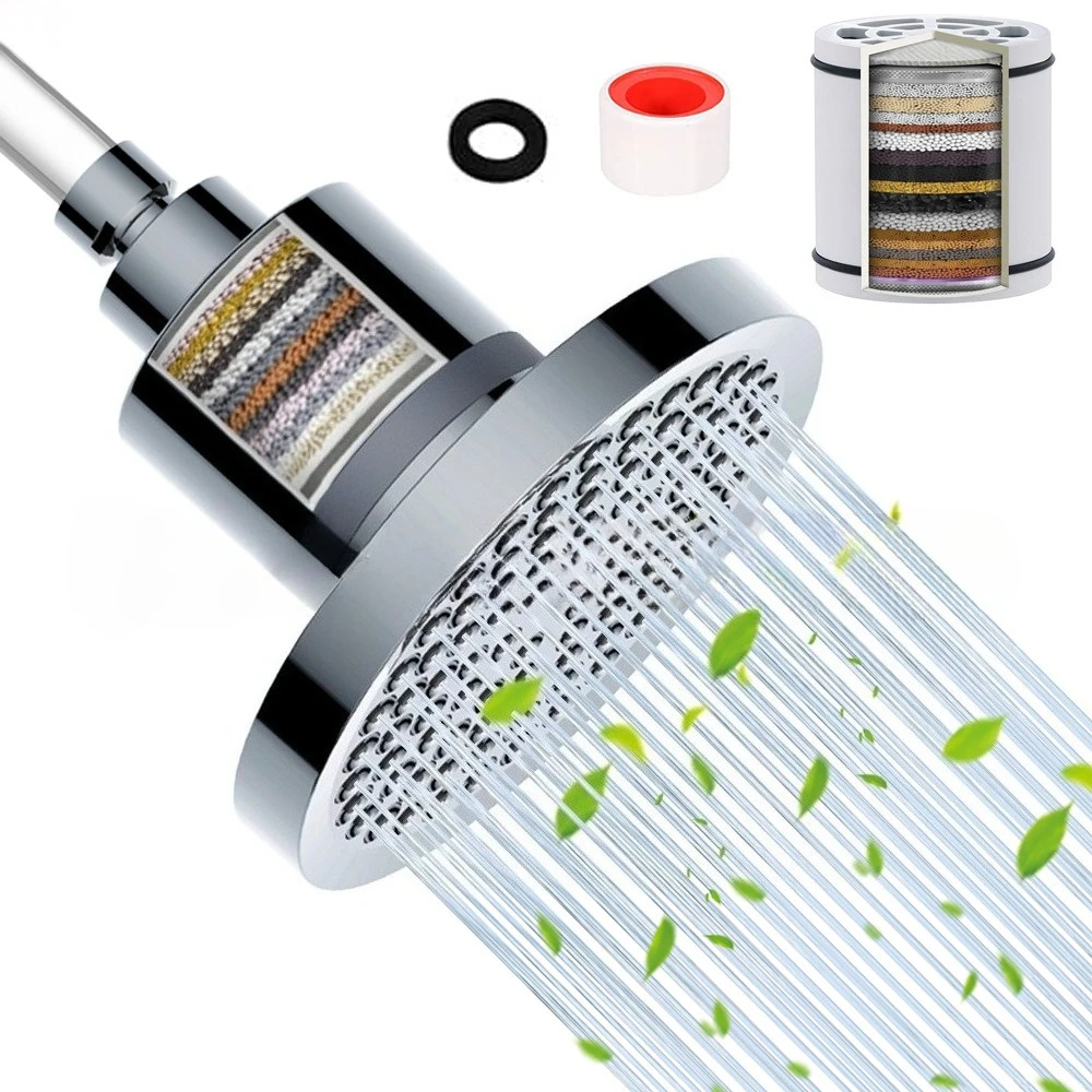 

6-inch Circular Top Spray Shower Head with 15-20 Layers of Chlorine Removal Filter Element Water Purification Household Bathroom