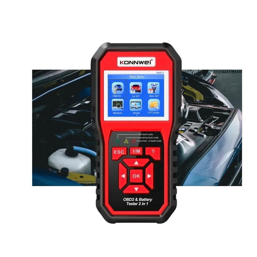 Escaner obd2 kw870 battery tester kw 870 scanner codes for 12V gasoline and  car