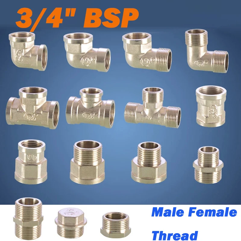 ข้อต่อท่อทองเหลือง BSP 3/4" ชาย/หญิง เทียบเท่า/ลดขนาด ข้อต่อแบบสามทาง/ข้อต่อแบบข้อศอก