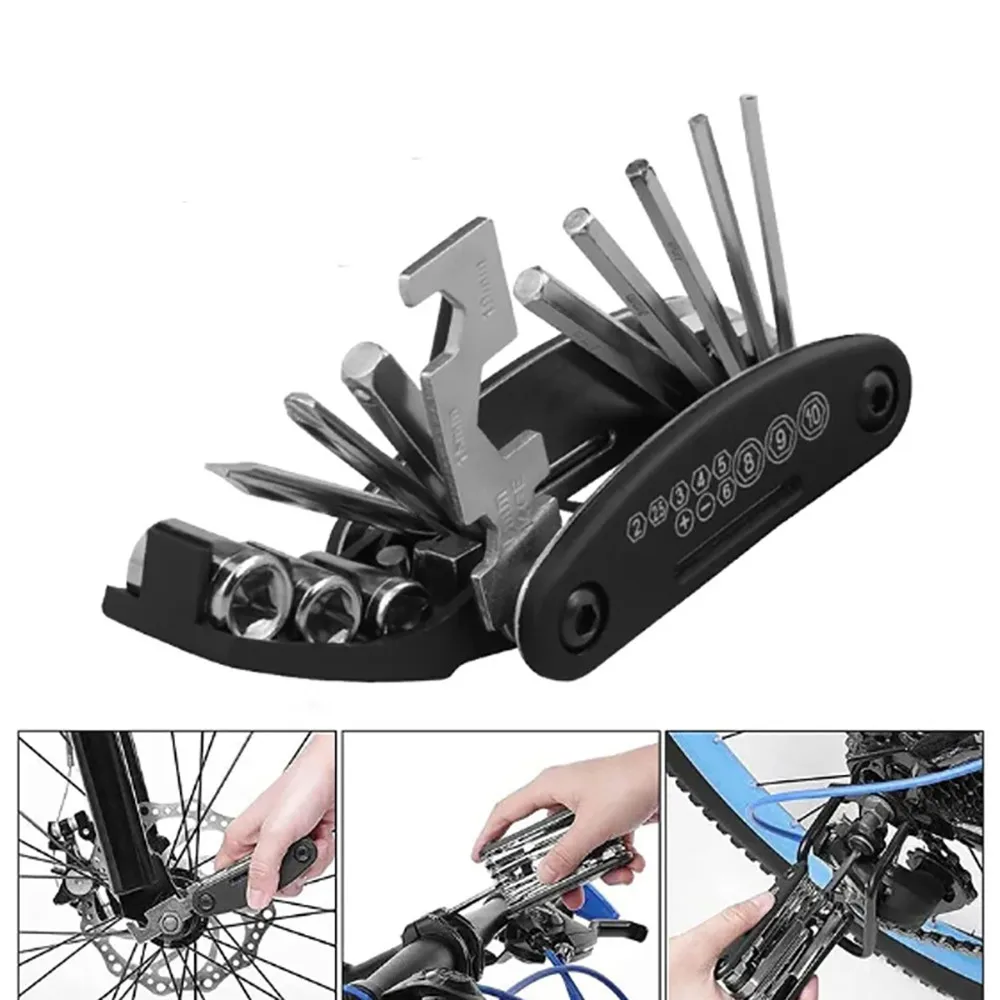 

16-in-1 Portable Multipurpose Wrench Screwdriver Set Mountain Bike Motorcycle Repair Tools Bicycle Multi Tool Socket Keychain