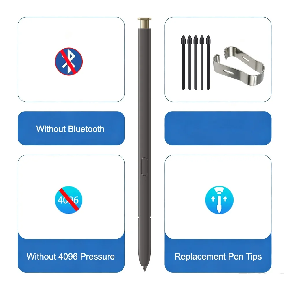 Stylus-Stift ohne Bluetooth für Samsung Galaxy S24 Ultra Touch S Pen mit zusätzlichen Ersatzspitzen für das tägliche Schreiben und Zeichnen – Detail 3