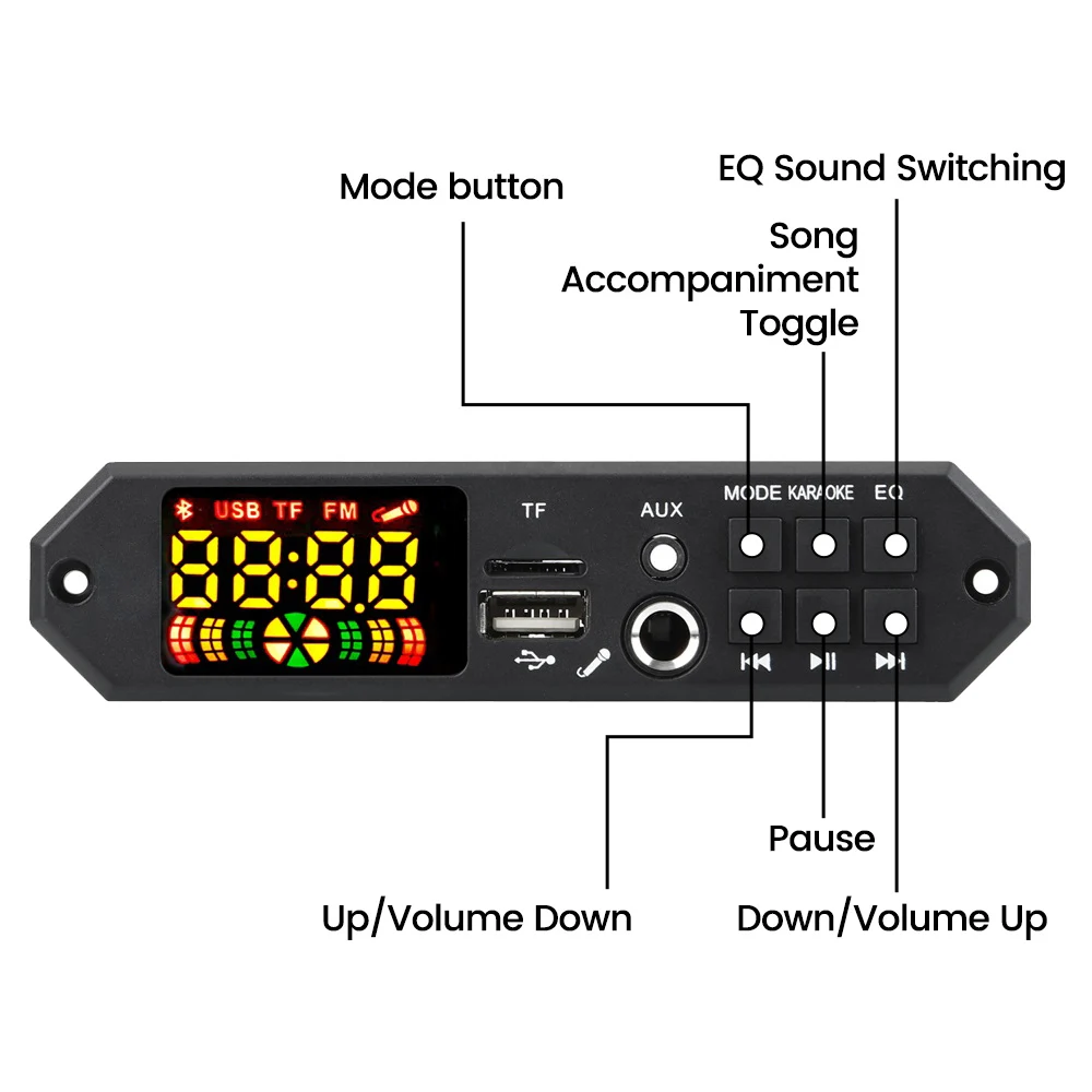 Scheda di decodifica Bluetooth MP3 DC7V-24V modulo audio remoto supporto TF card USB FM modulo radio per altoparlante lettore MP3