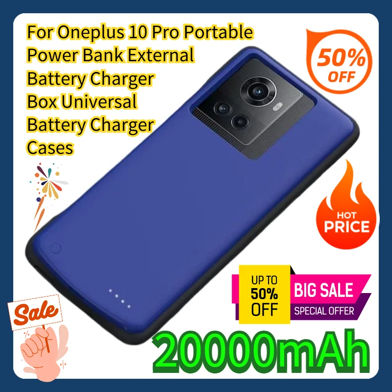 

For Oneplus 10 Pro Portable Power Bank External Battery Charger Box Universal Battery Charger Cases 20000mah