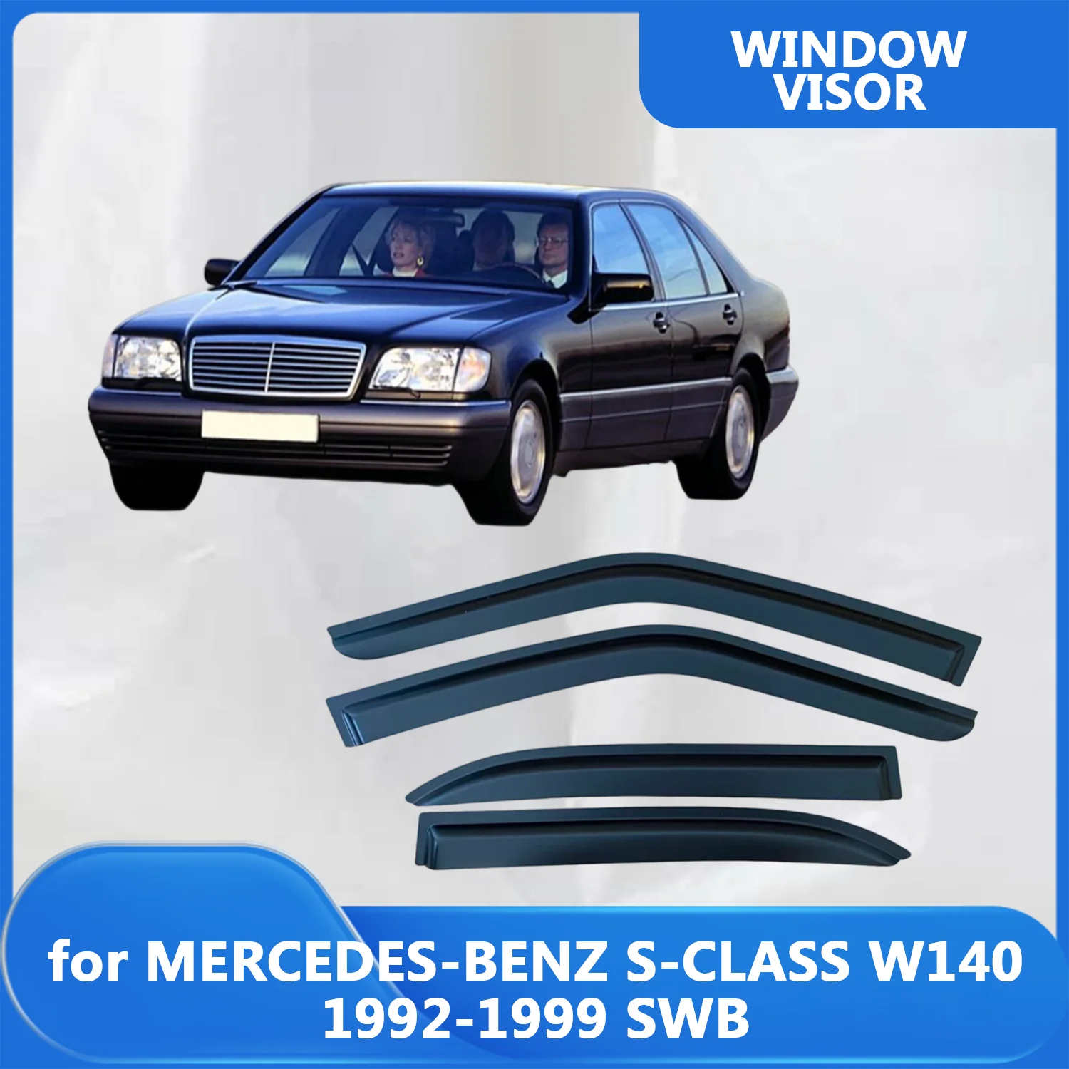 

Window Visor for MERCEDES-BENZ S-CLASS W140 1992-1999 SWB Wind Deflectors Rain Guard Door Vent Shades Ventvisor Exterior Parts