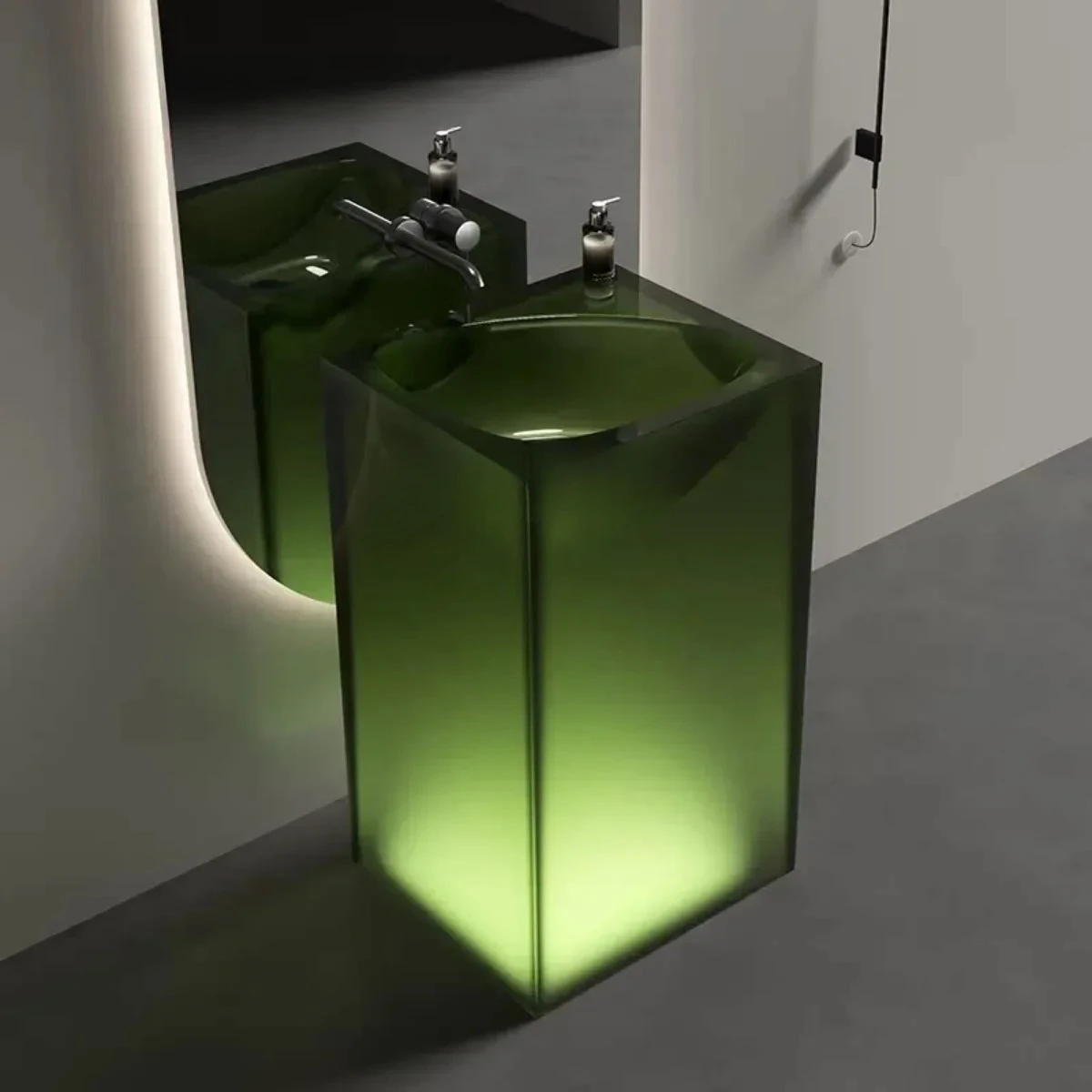 Transparent column basin Floor-to-ceiling bathroom wash basin Homestay resin wash table customization53
