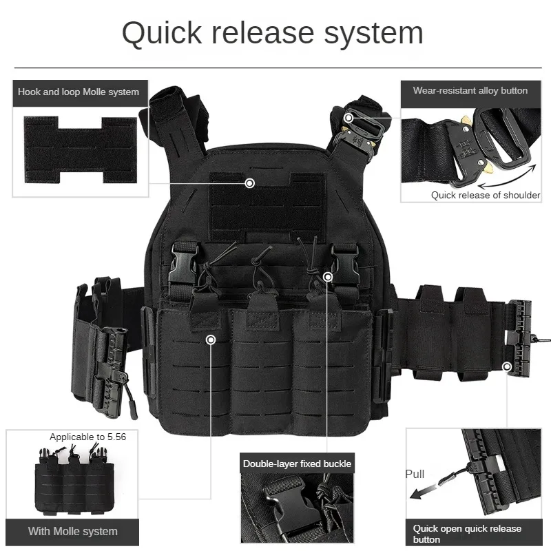 Outdoor Molle Multifunctional Tactical Vest Lightweight CS Fan Hiking Shooting Wild Bees Quick Release Safety Vest
