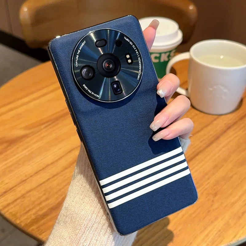 

Чехол для Xiaomi 15 Ultra 14 13 12 ультра, простой чехол с четырьмя полосками, текстурированный роскошный кожаный чехол, деловой противоударный чехол-бампер