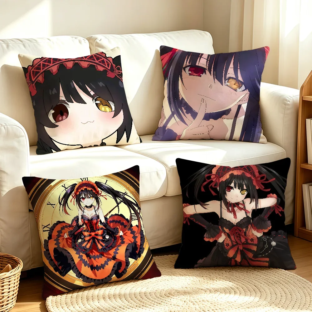 Anime T-Tokisaki Kurumi-S Kawaii cushion cover Soft Smooth Hidden Zipper Washable Decorative Couch Office Housewarming Gift