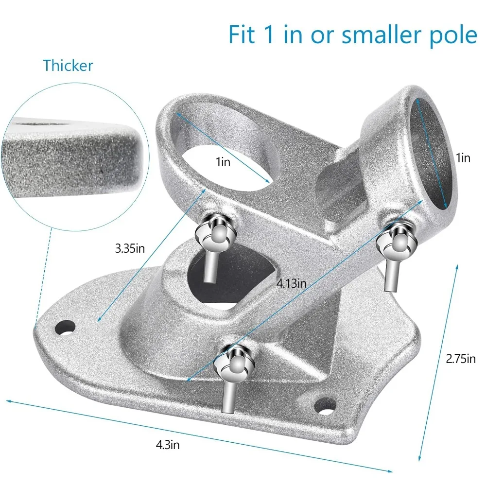 Outdoor Flagpole Bracket, Heavy-Duty Flagpole Installation Base, Aluminum Alloy, Stainless Steel hardware, Rust Proof