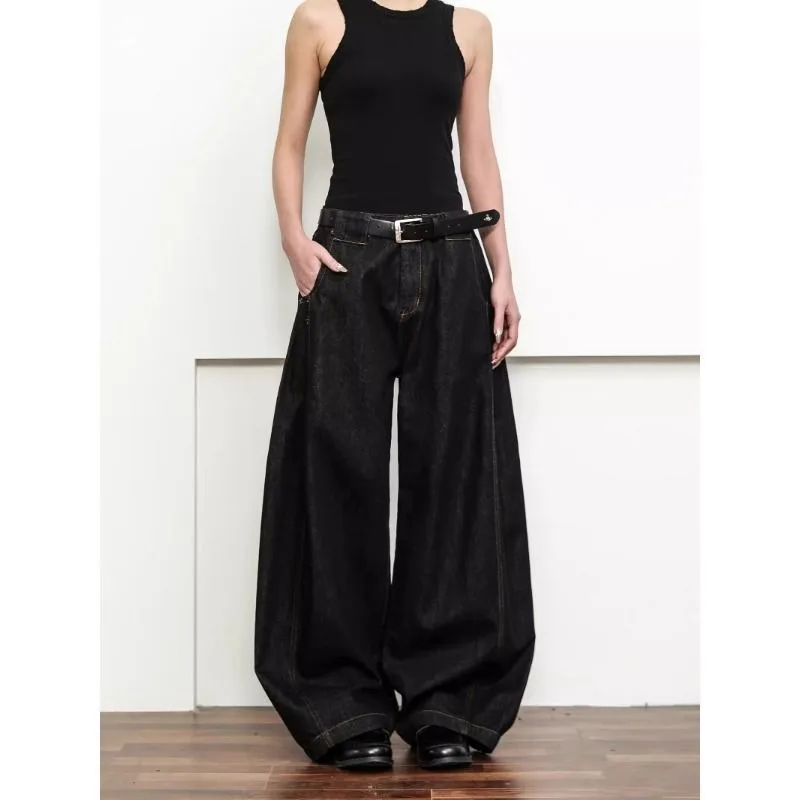 

American Fashion Retro Jeans 2025 Men's Autumn New Item Niche Wide Leg Mopping High-end Loose Casual Pants Male Clothing