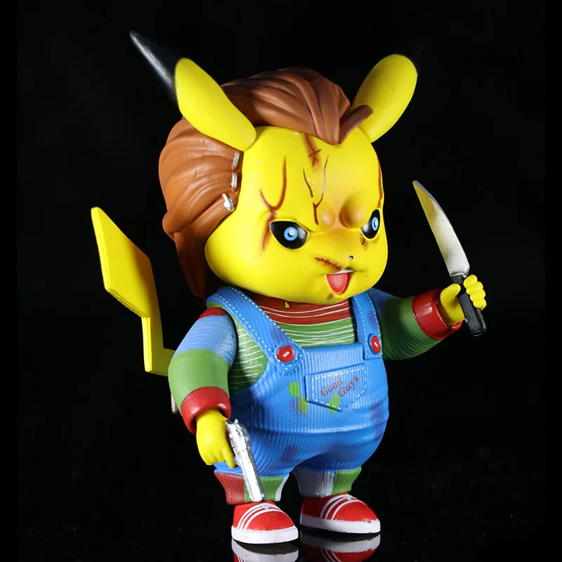 Anime Pikachu Cosplay Horror Movie Chucky PVC Action Figures Toys Model Statue 12cm