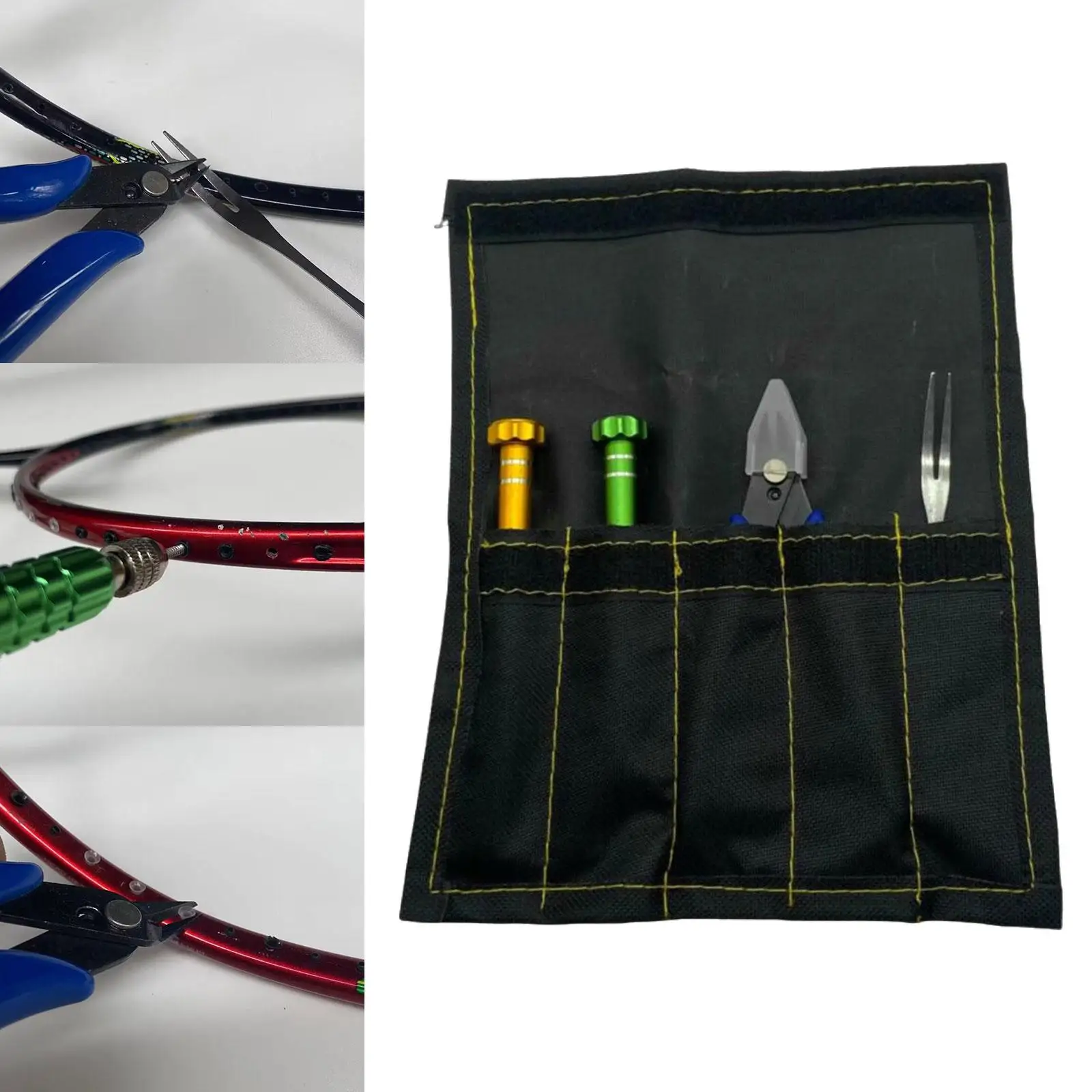 Grommets Pliers Racket Nail Cone Stringing Machine Tool Set with Storage Bag for Badminton Tennis Squash Repair