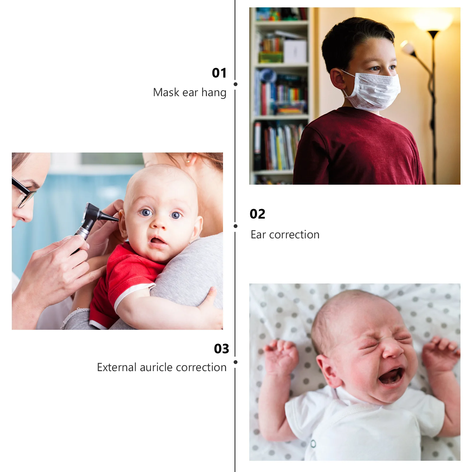 

6pcs Baby Protruding Corrector Black Infant Auricle Correction Tool Silicone Support For Newborn External Ear Shaping Baby Ear