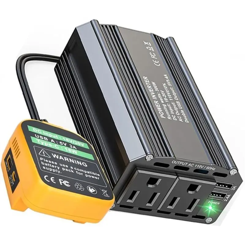 A96I-DC To AC 300W For Power Converter Portable Inverter For 18V 20V Batteries For Power Tools Dual USB Fast Charging