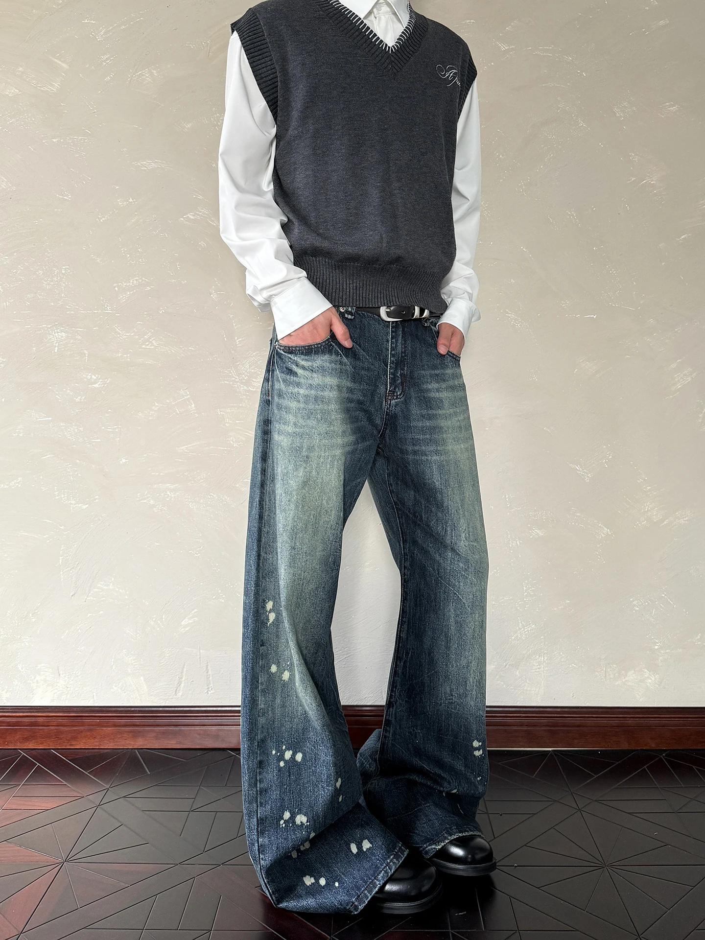 

Джинсы PUEE American Retro Sle Cleanfit ape Distred Denim, прямые расклешенные брюки, молодежные повседневные брюки из хлопка и полиэстера