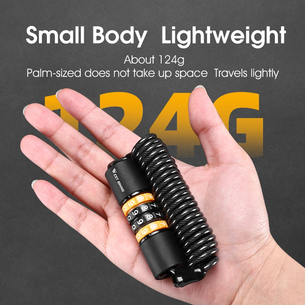 Portable Bicycle Lock Password Rope Helmet Lock Bicycle Safety Lock Steel Wire Lock Mountain Bike Backpack Lock