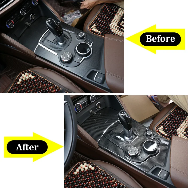 

LHD из настоящего углеродного волокна, внутренняя центральная консоль, панель переключения передач, накладка для Alfa Romeo Stelvio 2017 2018 2019, автомобильные аксессуары