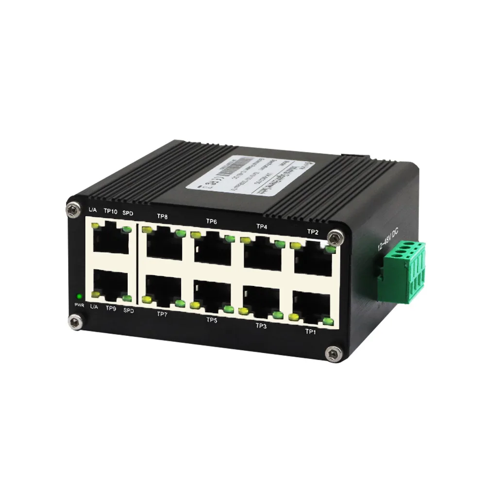 Mini Industrial 10 Ports Gigabit Ethernet Switch Din Rail 5/8/10-port 10/100/1000Mbps Network Switch IP40 Aluminium Case