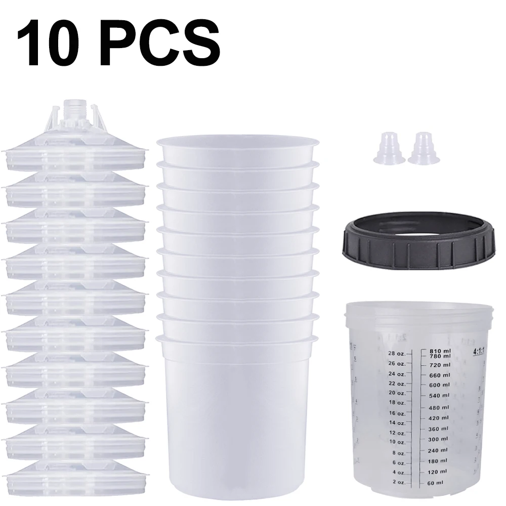10 قطعة/مجموعة مجموعة أكواب مسدس الرش HVLP ، كوب خلط الطلاء مسدس الرش ، كوب خلط مسدس الرش القابل للتصرف لبنادق رش السيارات ، الطرافة