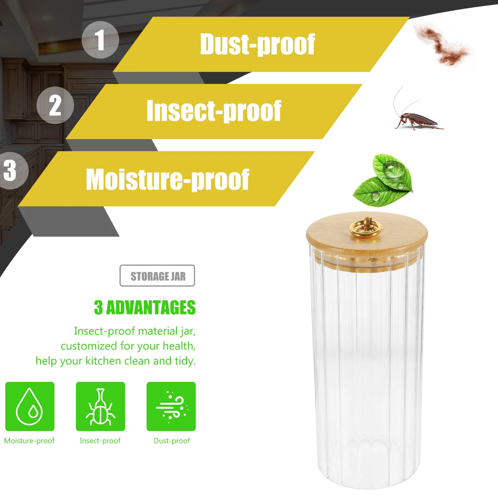 

Clear Glass Canister Kitchen Airtight Container Wide Mouth Easy Clean Food Storage Jar Tea Coffee Glass Containers