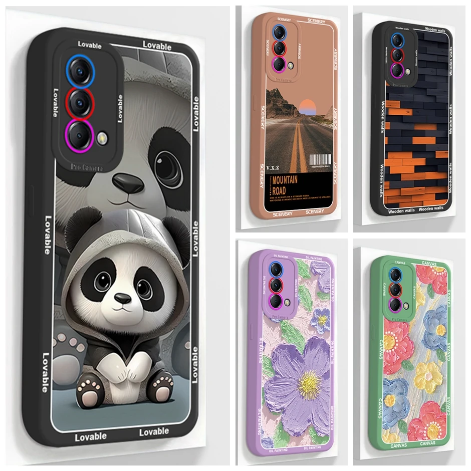 For Realme GT Master Edition Case Cover Soft Silicone Cute Panda Painted Phone Shell for OPPO RealmeGTMaster Edition Cases Funda