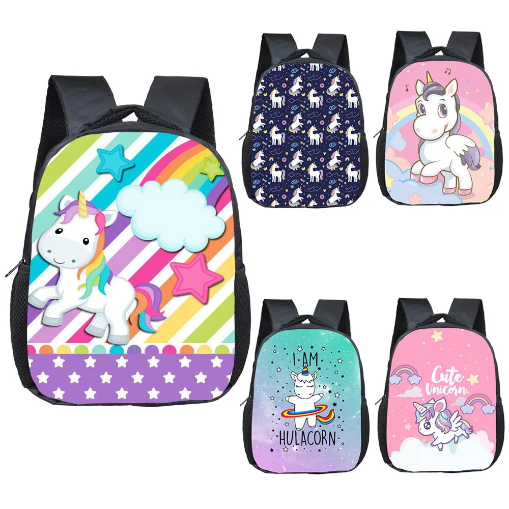 

Cartoon Unicorn Pattern12 Inch School Backpack Schoolbags Girls Boys Rainbow Children School Bags Kindergarten Backpack Kid Bag