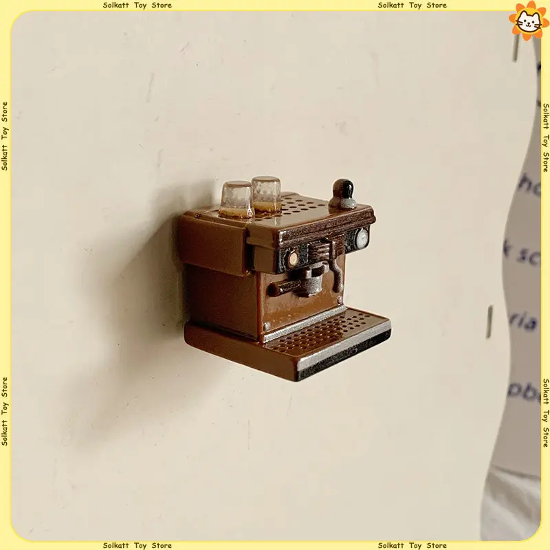 Vintage Mini American Style Fridge Magnet Coffee Machine Creative Simulation Magnetic Home Decorative Kitchen Wall Ornament Gift