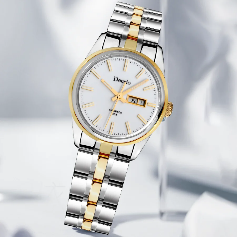Deesio Brand Automatic Mechanical Wristwatch Sapphire Glass 50M Waterproof Business Couple Watch relojes de pulsera mecánicos