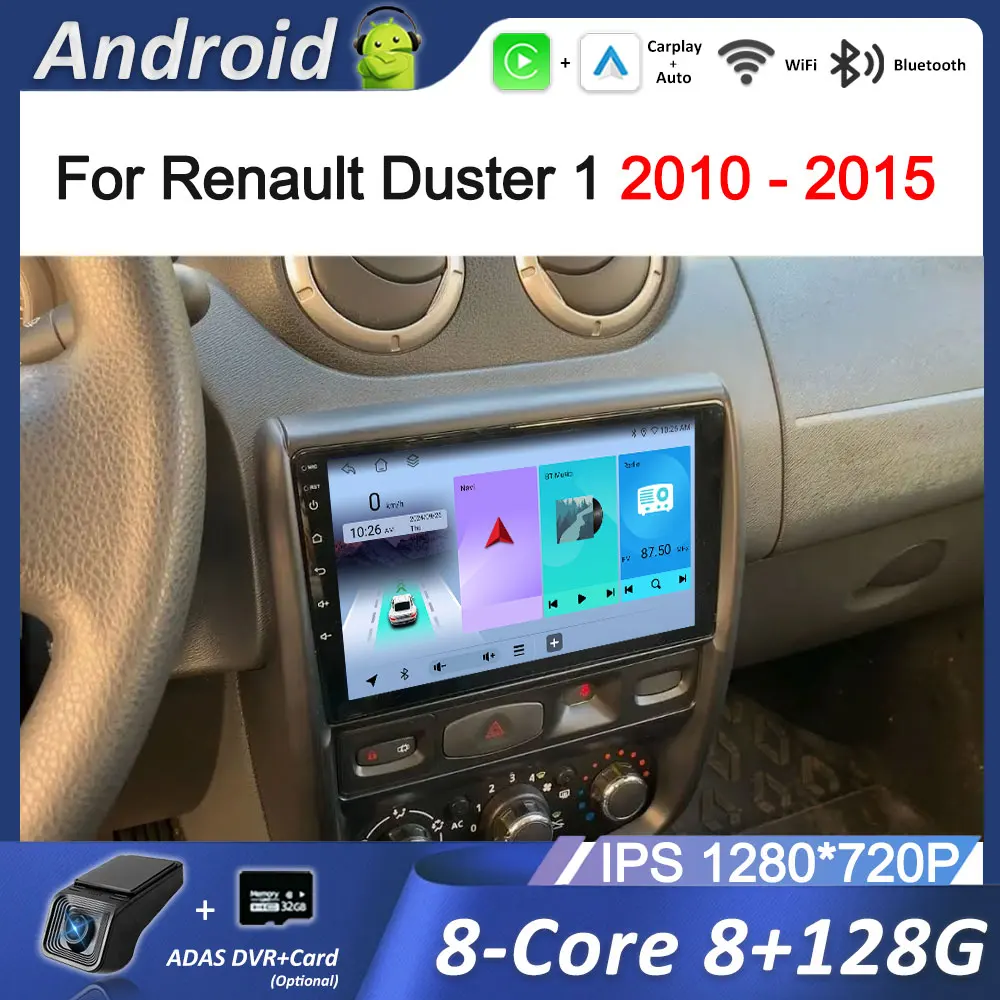 راديو السيارة مشغل وسائط متعددة أندرويد OS 9 ''لرينو داستر 1 2010 - 2015 واي فاي DSP ستيريو نظام تحديد المواقع نافي 4G IPS شاشة بلوتوث