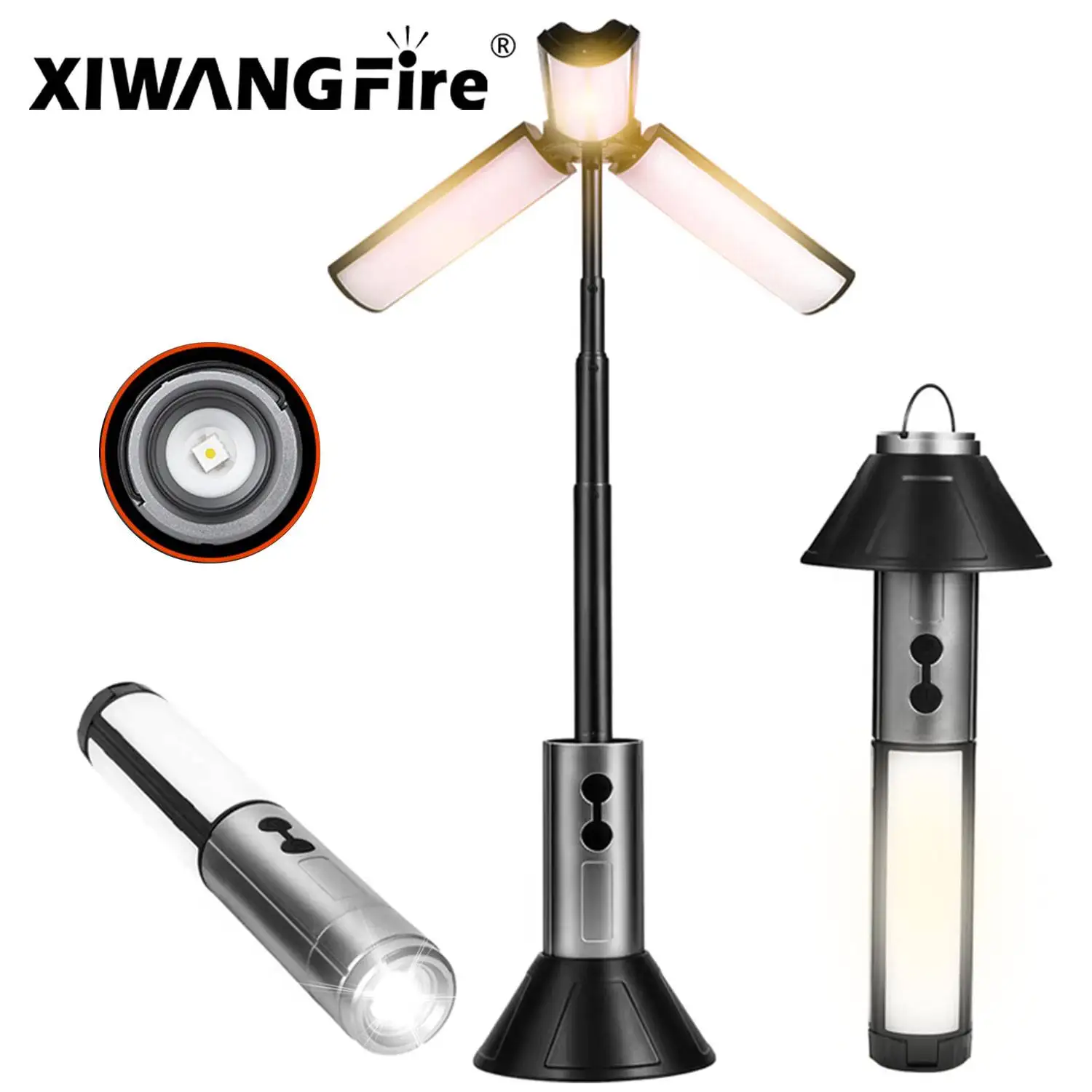 XIWANGFIRE YD2324 Folding Camping Light Portable Telescopic Lanterns Built-in 5000mAh Outdoor Waterproof Magnetic Lamp with Base