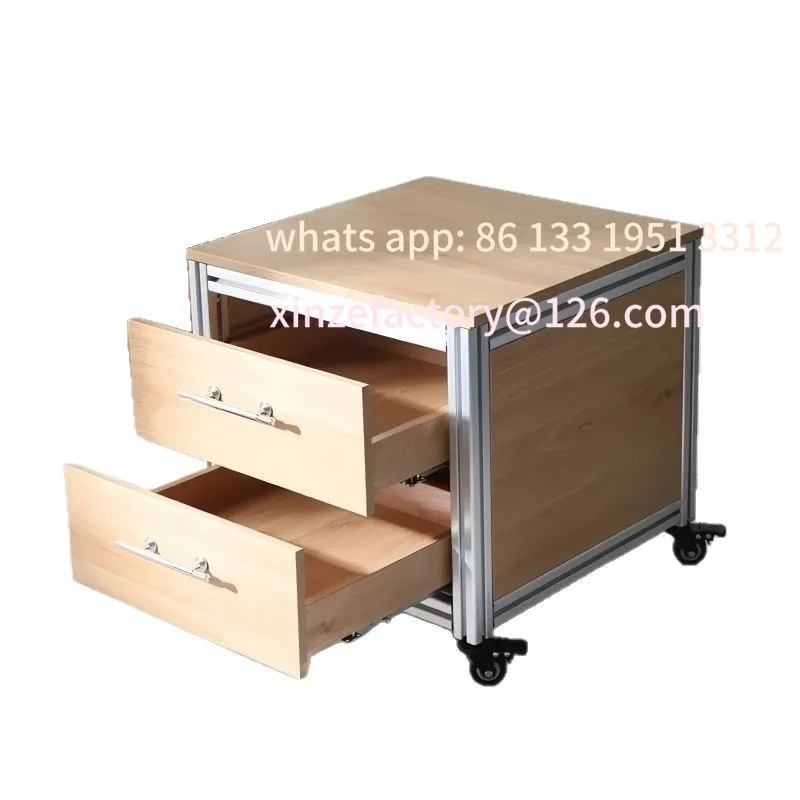 

Customizable Movable Ocean Panel Shelf Birch Storage Cabinet Industrial Aluminum Profile Crafted Bedside Cabinet Display Cabinet