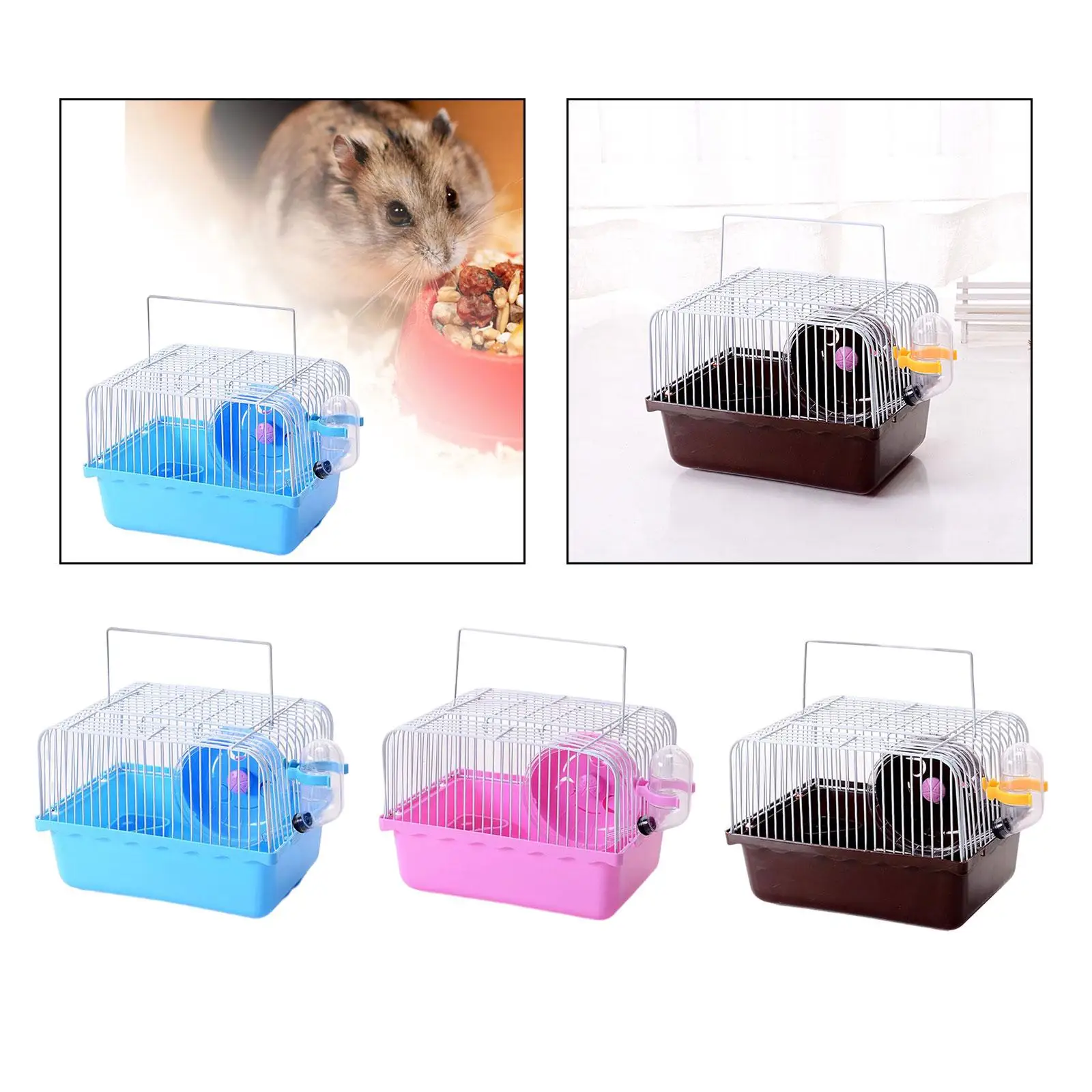 Hamster Cage Small Water Bottle Feeding Box Portable Carrier Carry Case for Pet Supplies