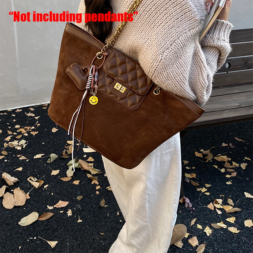 

Универсальный темперамент, замшевая цепочка в западном стиле, высококачественная портативная сумка на одно плечо, простая дорожная сумка, осенняя большая сумка