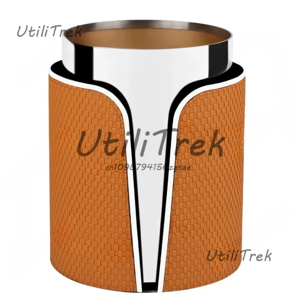 

Light Luxury Leather Home Large Capacity Trash Can without Cover High-End Office Wastebasket