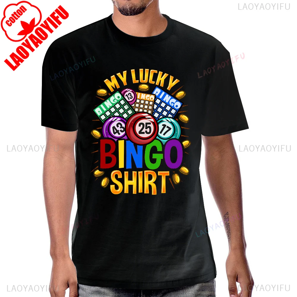 Funny Gambler Roulette Slot Poker My Lucky Bingo T-Shirt Casual Fashion Loose Streetwear Man Tshirt Cotton Short Sleeve T Shirt