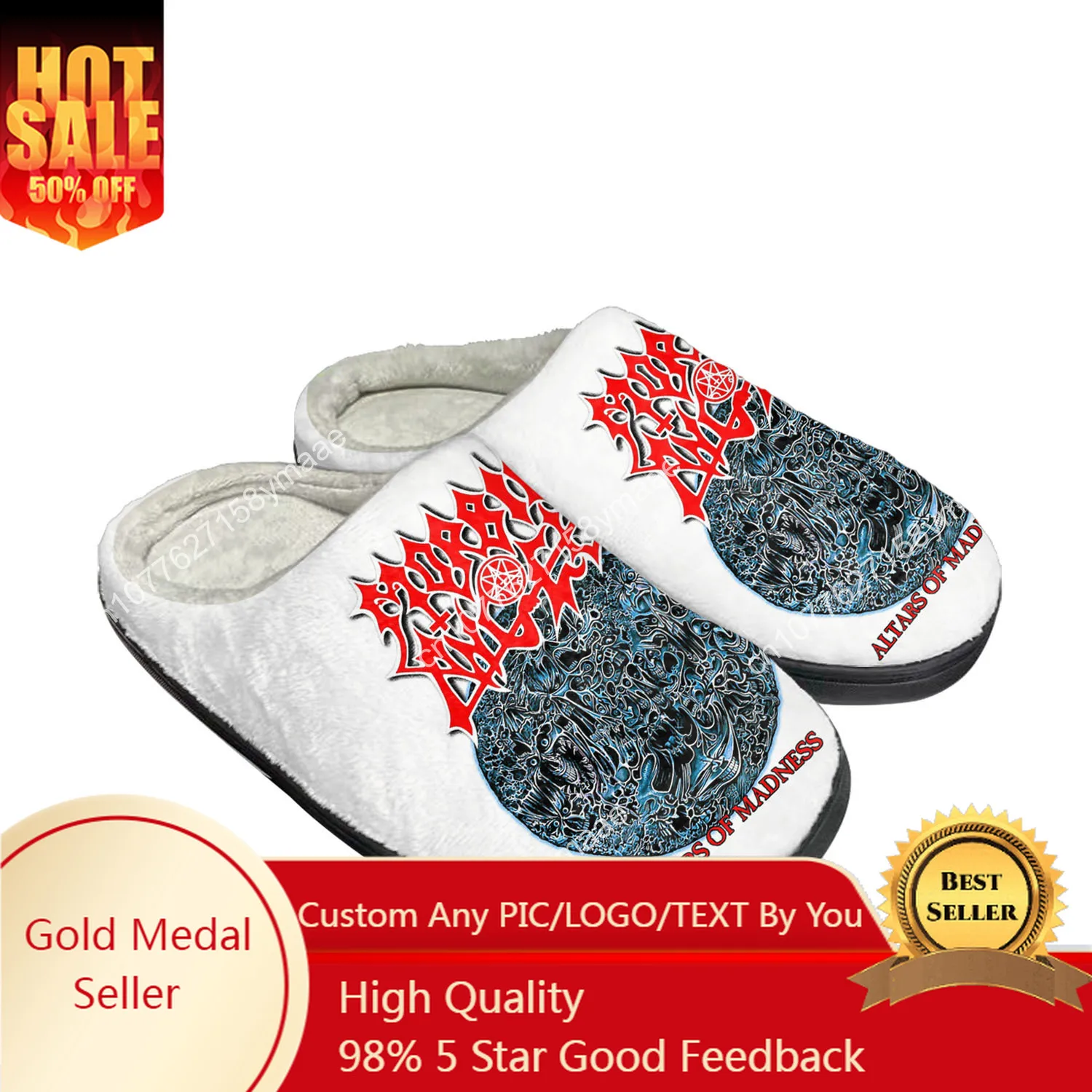 Morbid Angel Home Cotton Slippers Mens Womens Plush Bedroom Casual DIY Keep Warm Shoes Thermal Indoor Slipper Customized Shoe