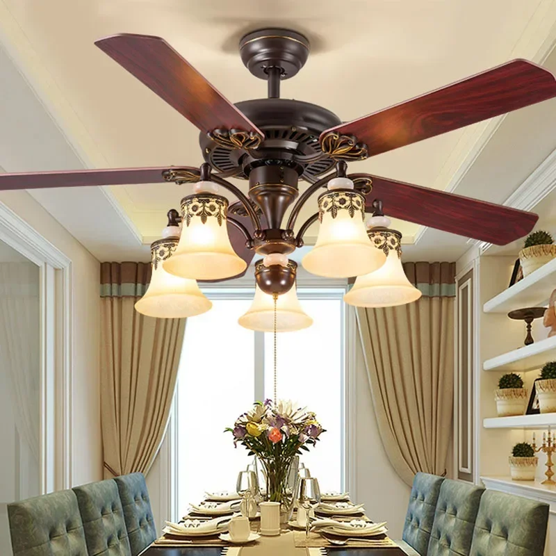 

Vintage Ceiling Fan with Light Living Room Kitchen Fan with Remote Controller 42 Inch Industrial Ceiling Fan for Bedroom Home
